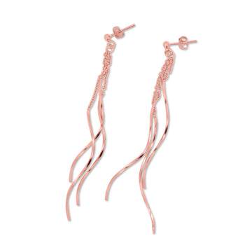 Dangling three earrings in rose gold