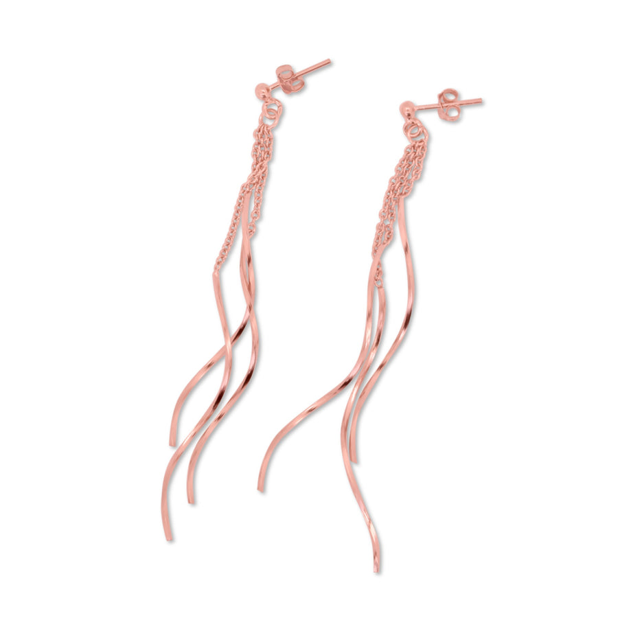 Dangling three earrings in rose gold