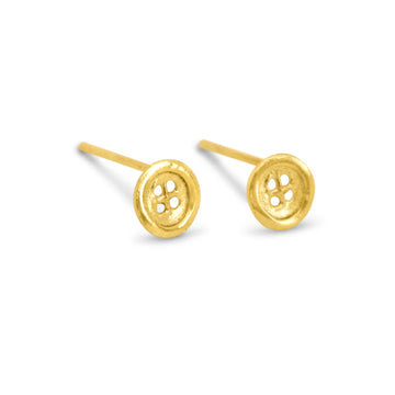 Button stud earrings in gold