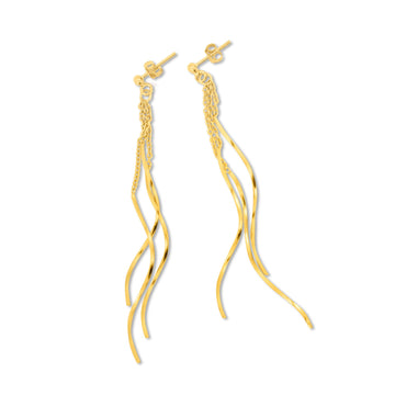 Danglng three earrings in gold