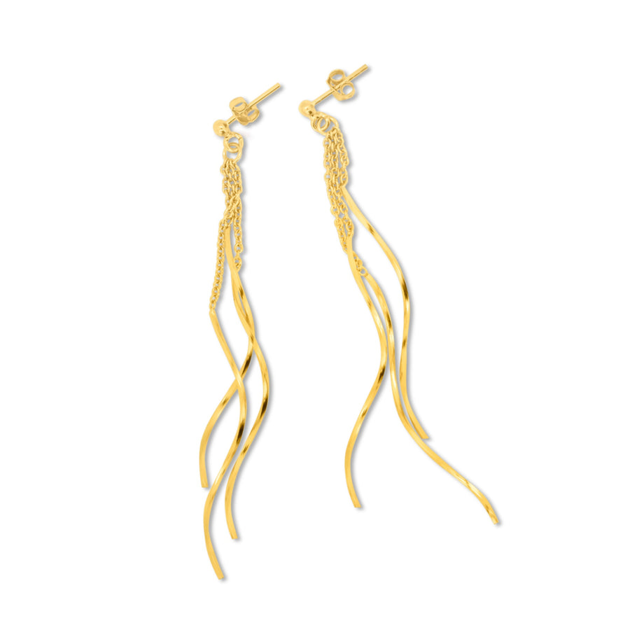 Danglng three earrings in gold