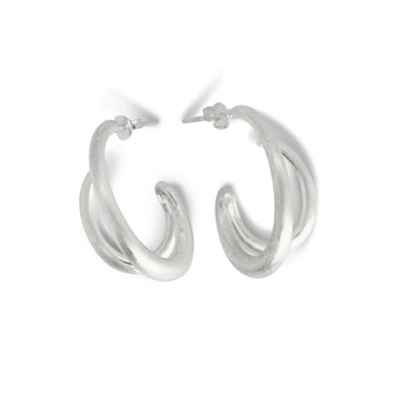 Double oval hoops in matt silver