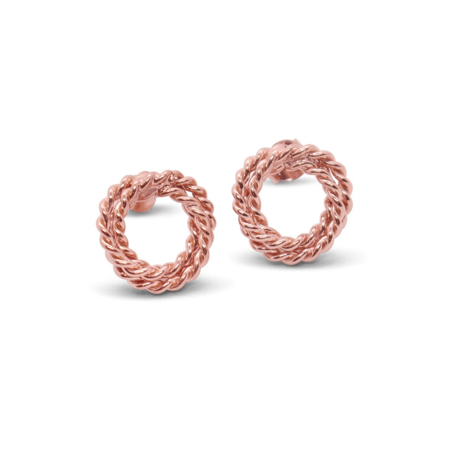 Ropey stud earrings rose gold