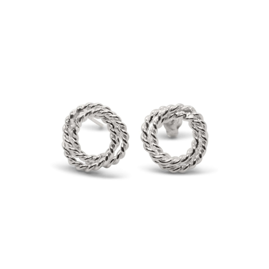Ropey stud earrings silver