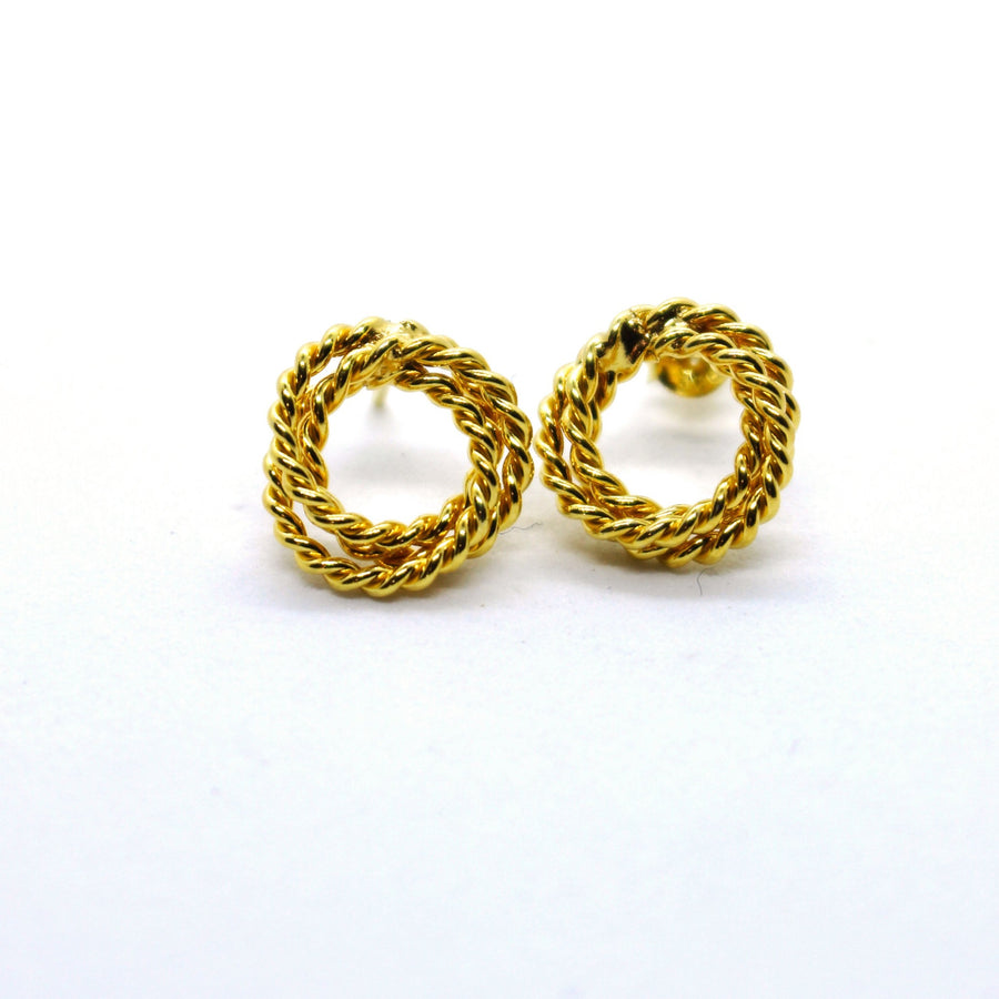 Ropey stud earrings gold