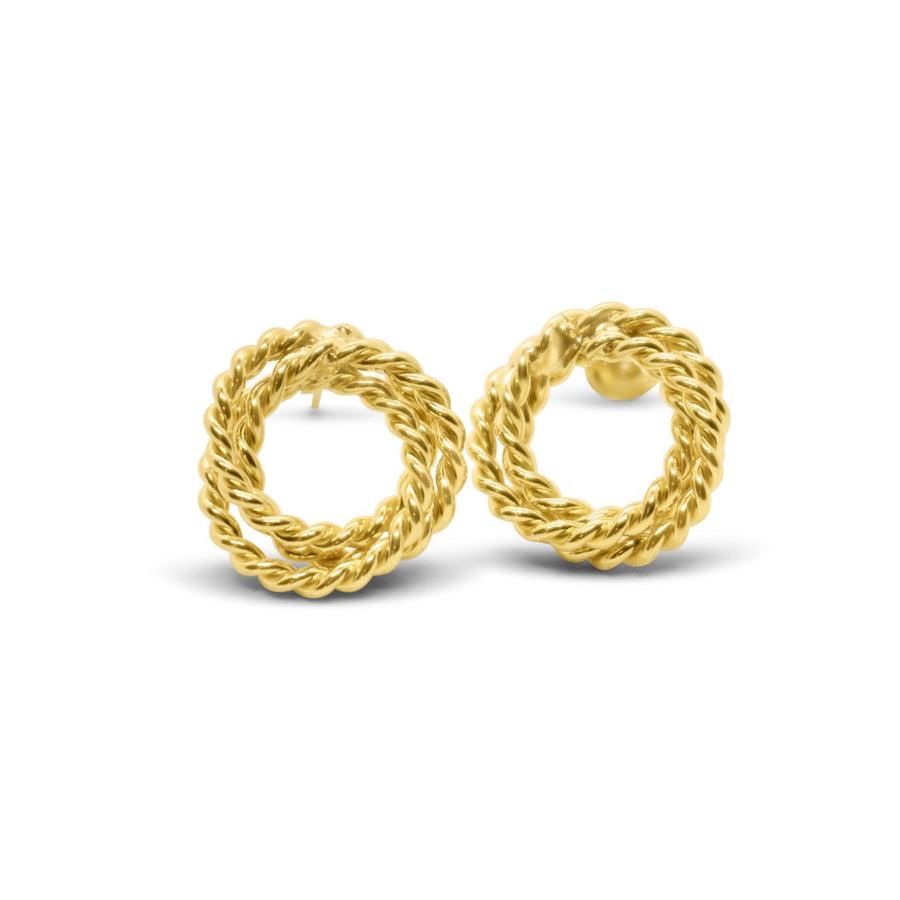 Ropey stud earrings gold