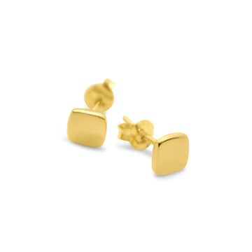 Curvy square studs in gold