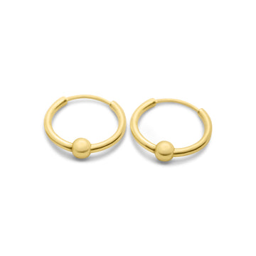 Small hoops with ball in gold