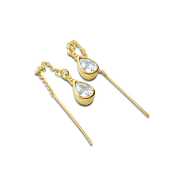 Joyfull tear hanging earrings gold