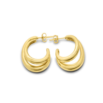 Double oval hoop in gold