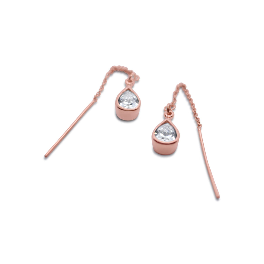 Joyfull tear hanging earrings rose gold