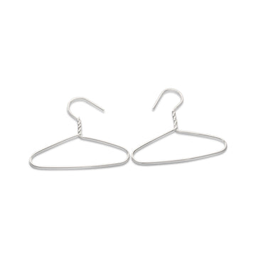 Coat hanger earring in sterling silver