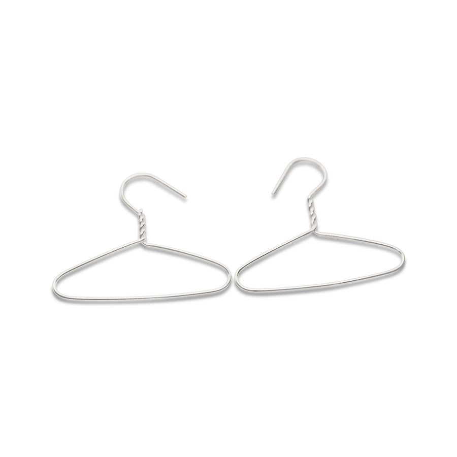 Coat hanger earring in sterling silver
