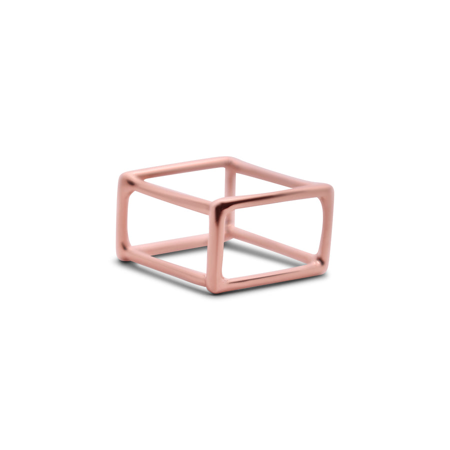 Squared geometric ring rose gold