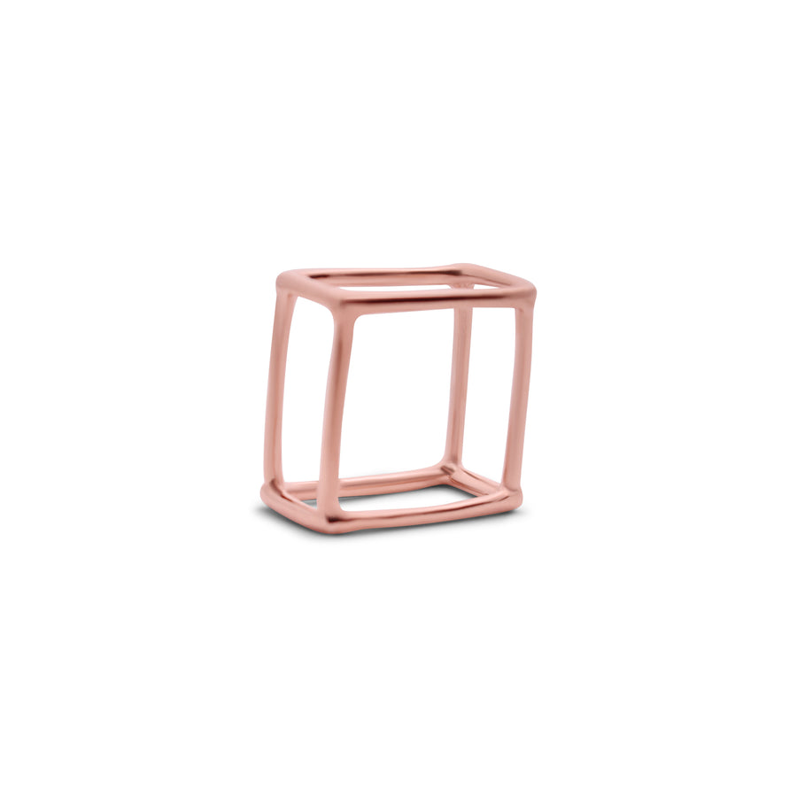 Squared geometric ring rose gold