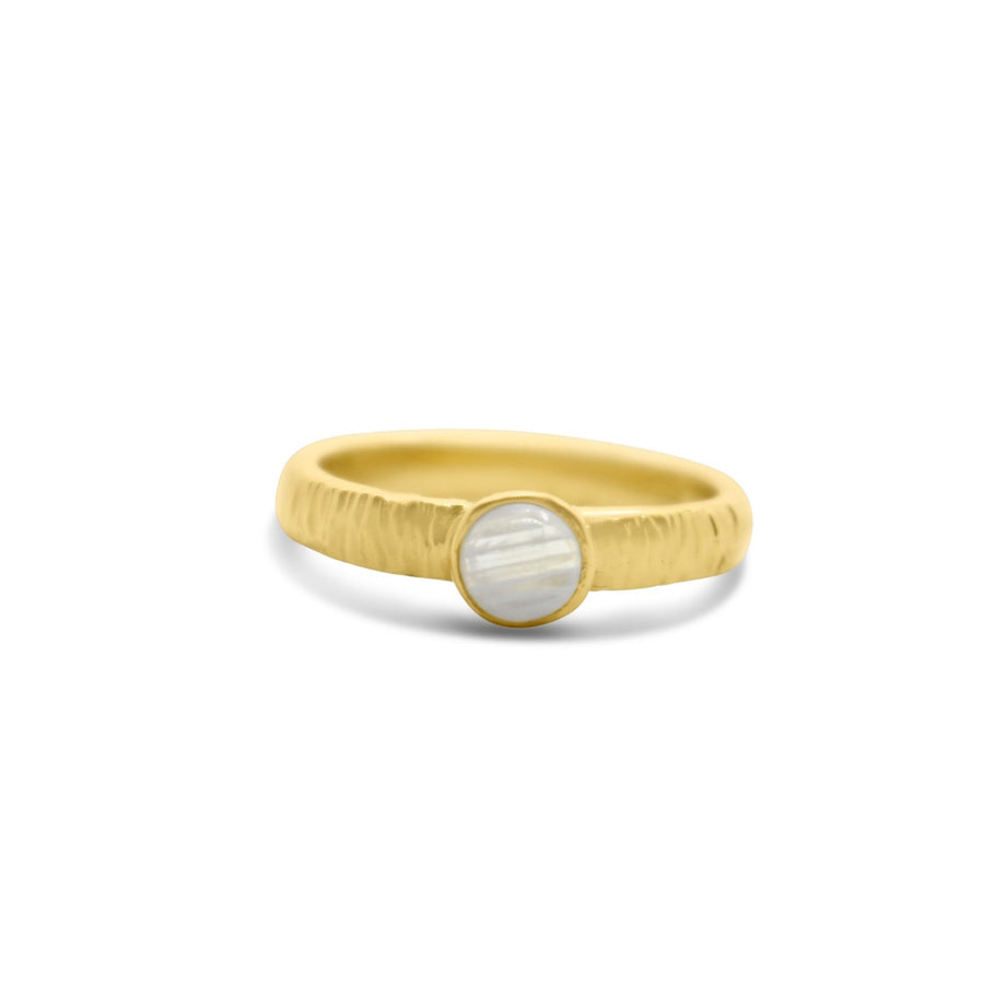 Textured gem ring gold