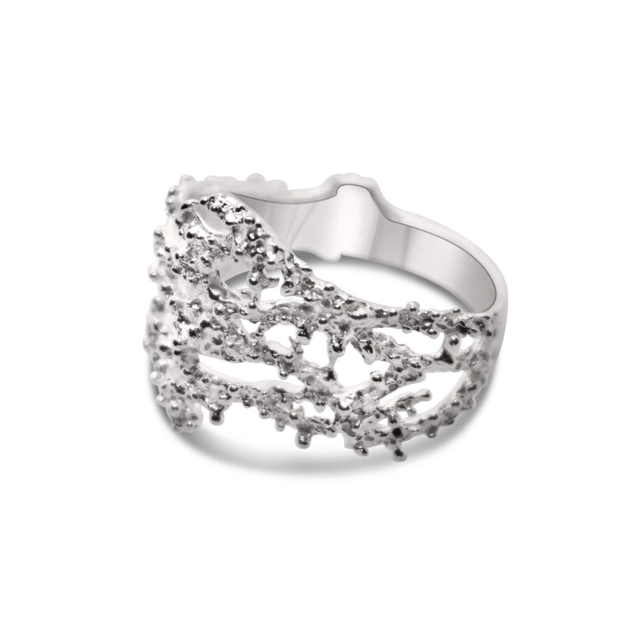Coral ring silver