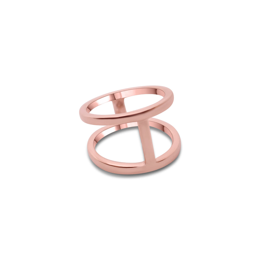 Bridge ring in rose gold