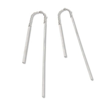 Both ways bar earrings in silver