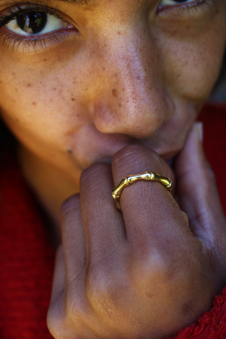 Bamboo ring in gold