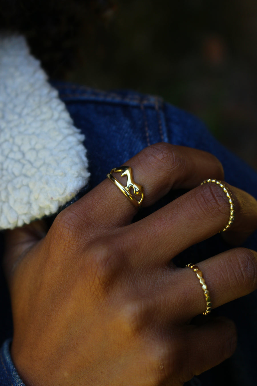 Pebbles stack ring gold