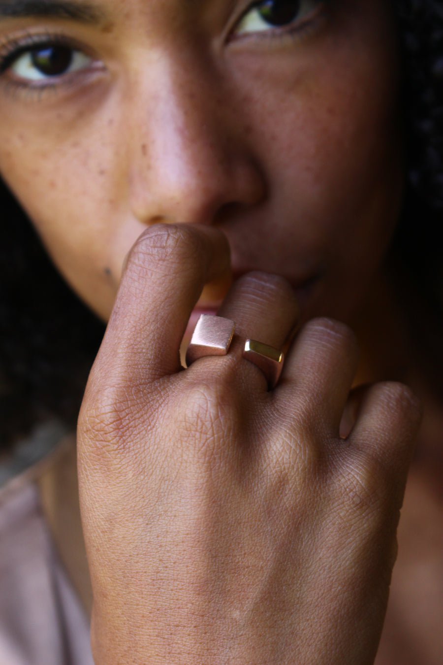 Square duality ring rose gold