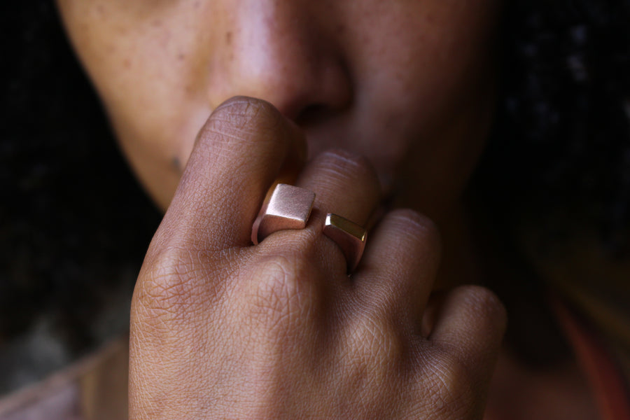 Square duality ring rose gold