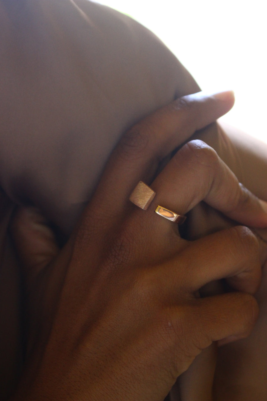 Square duality ring rose gold