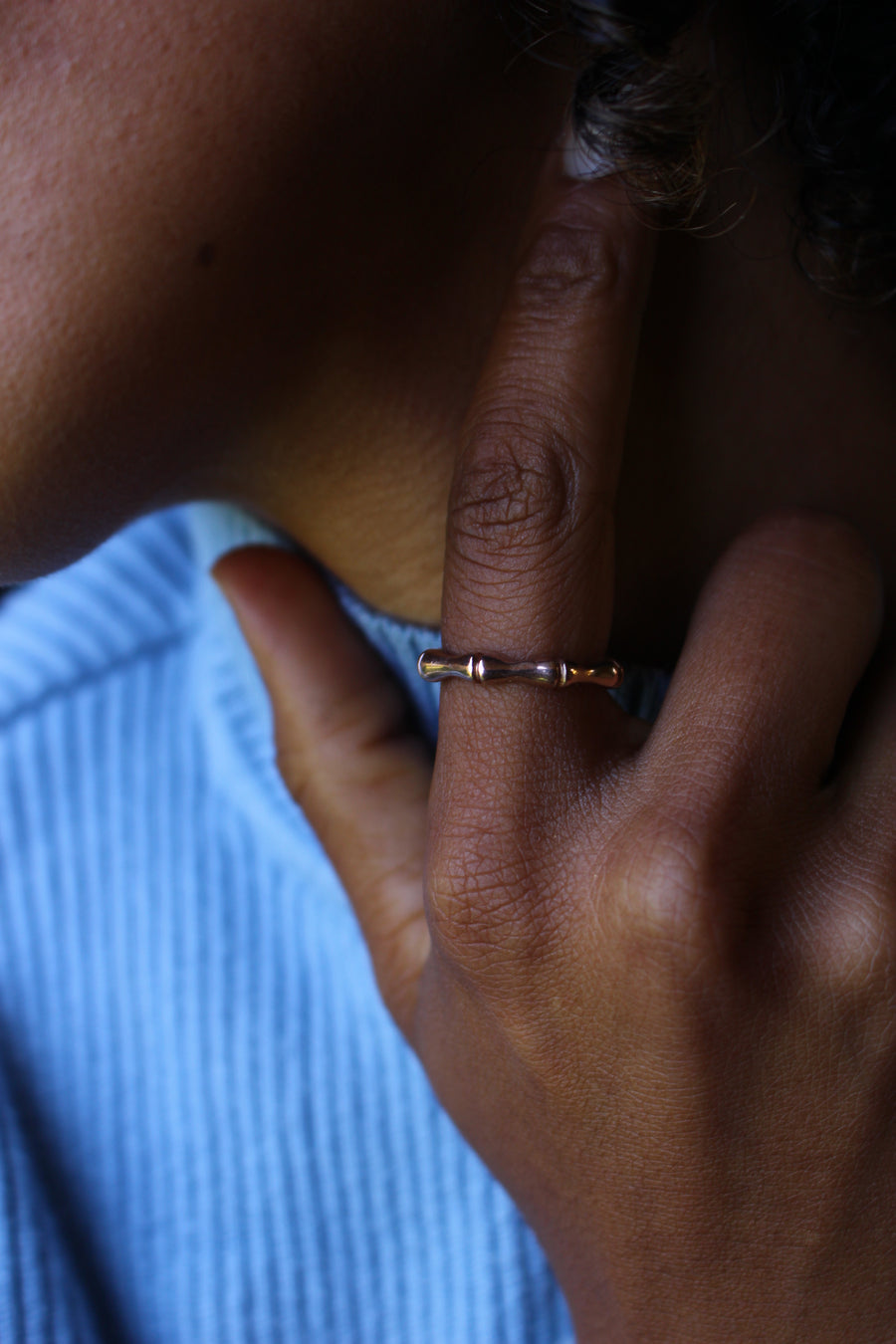 Bamboo ring in rose gold
