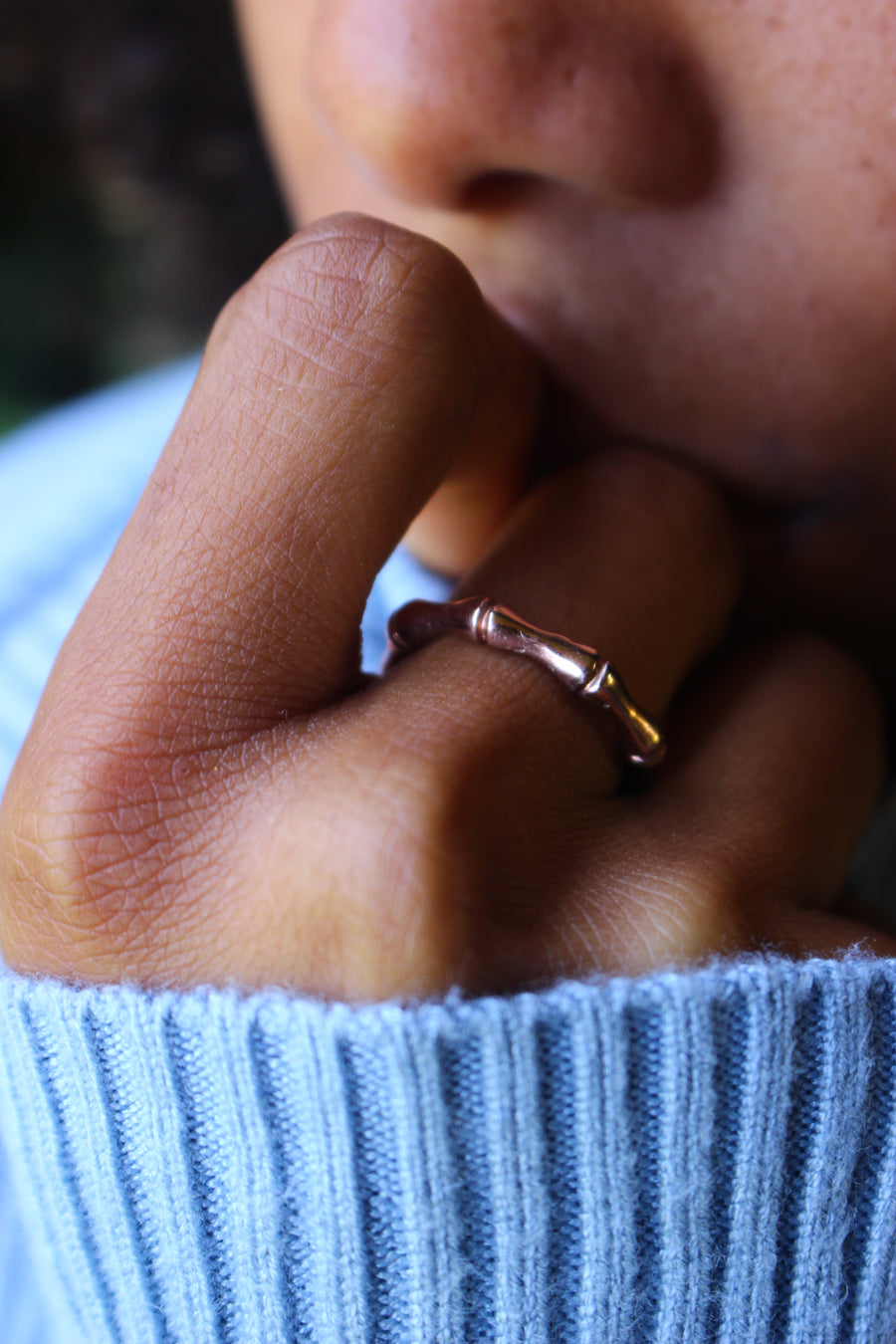 Bamboo ring in rose gold