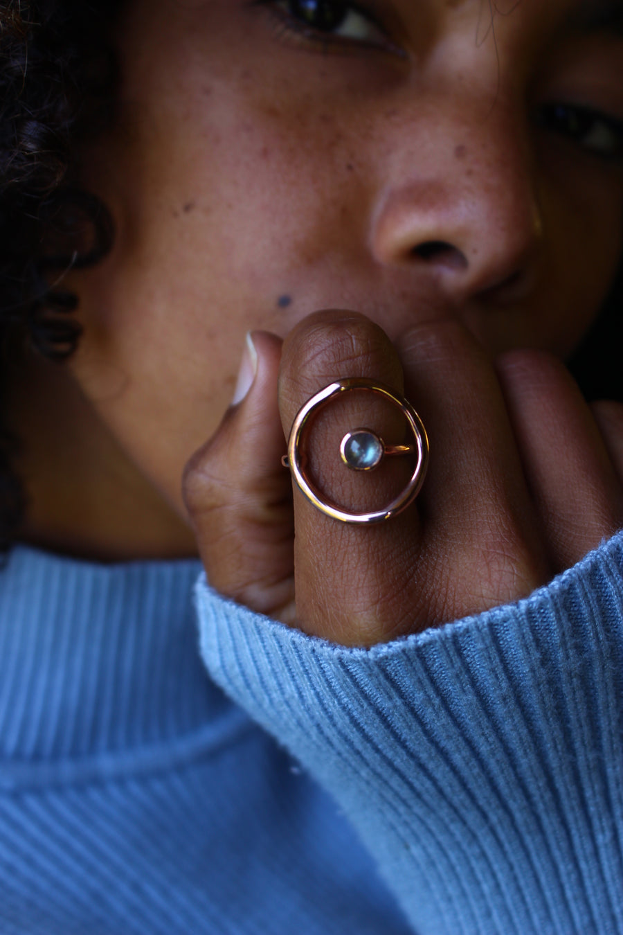 Around the world ring in rose gold