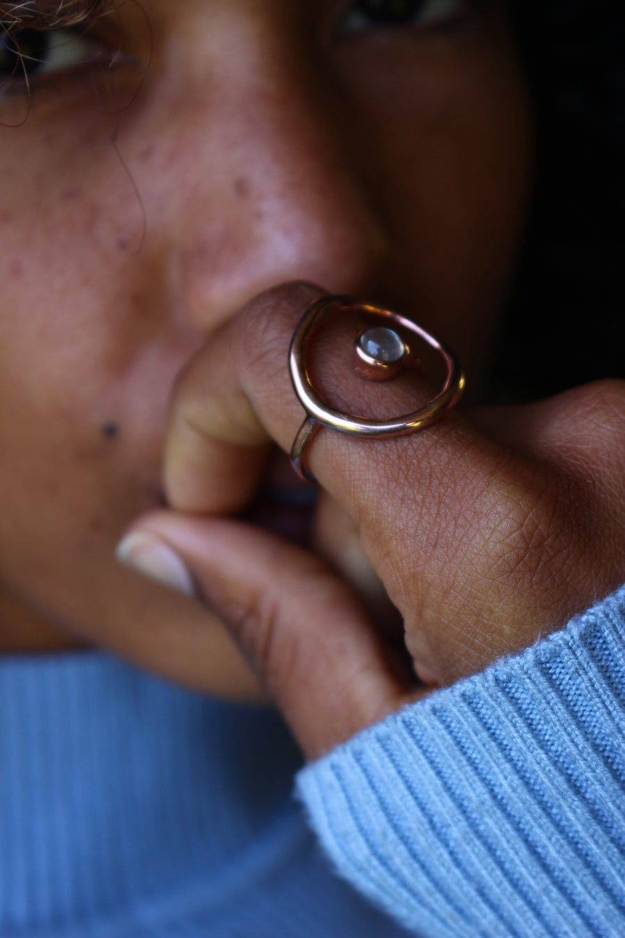 Around the world ring in rose gold