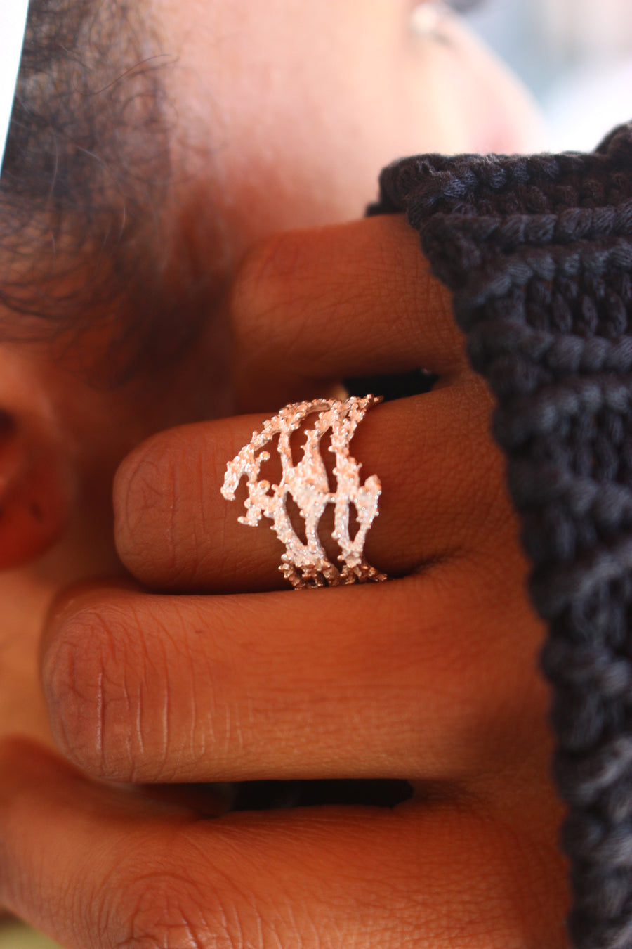 Coral ring silver