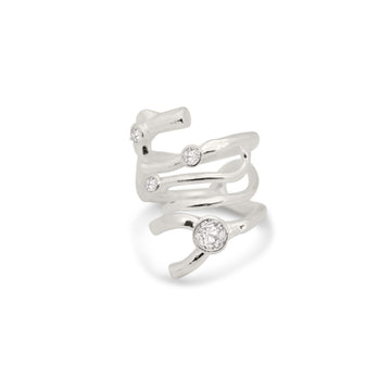 Black coral ring with zirconias